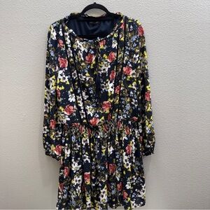 Banana Republic Dress Size Medium Navy Floral Lined Dainty